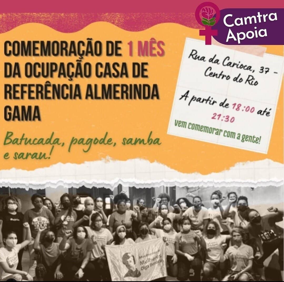 Você está visualizando atualmente Camtra Apoia: Comemoração de 1 mês da ocupação Almerinda Gama