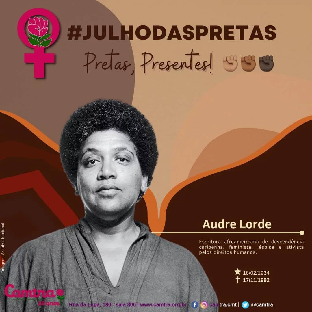Você está visualizando atualmente Audre Lorde, escritora afroamericana de descendência caribenha, feminista, lésbica e ativista pelos direitos humanos.