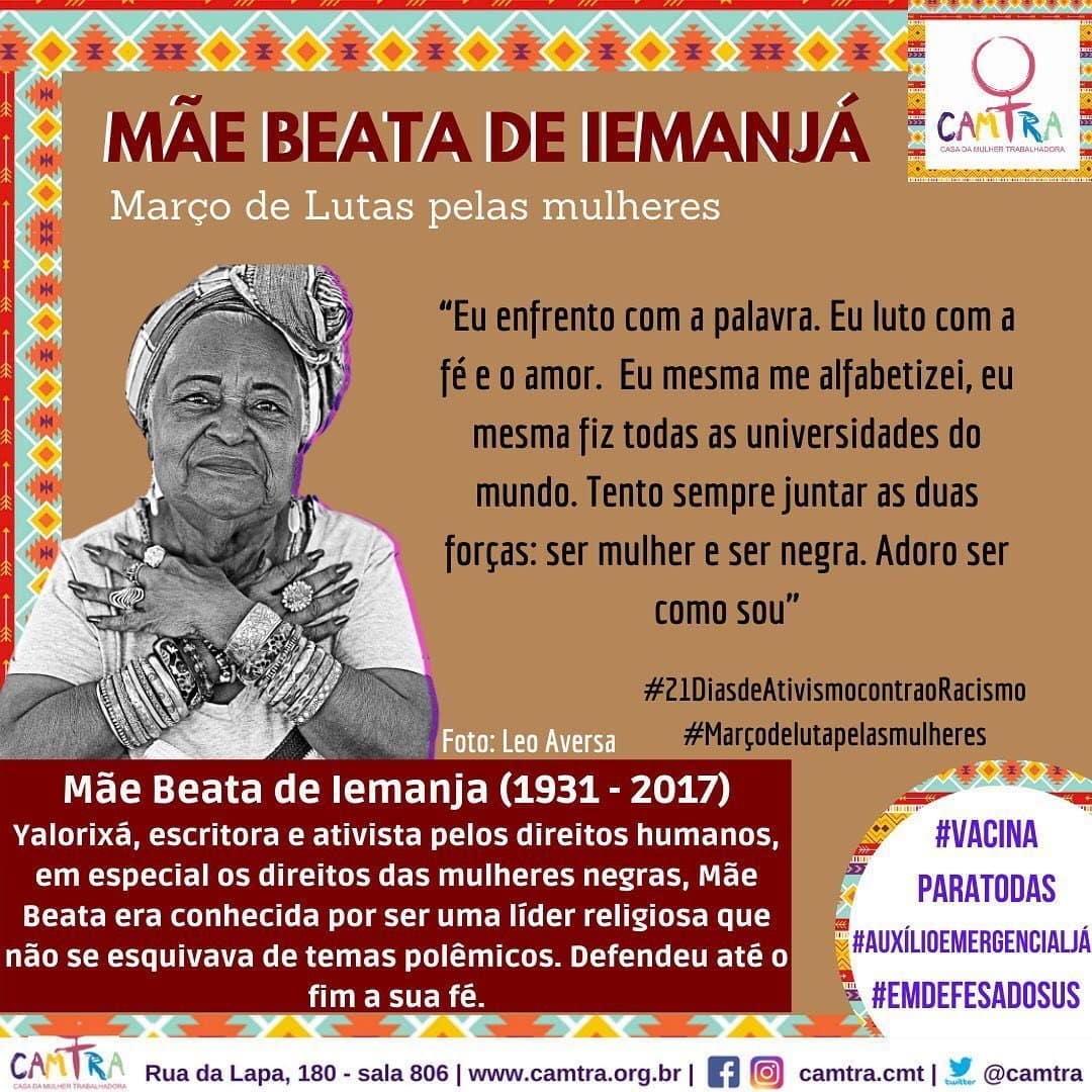 Você está visualizando atualmente Mãe Beata de Iemanjá – Março de Lutas pelas Mulheres