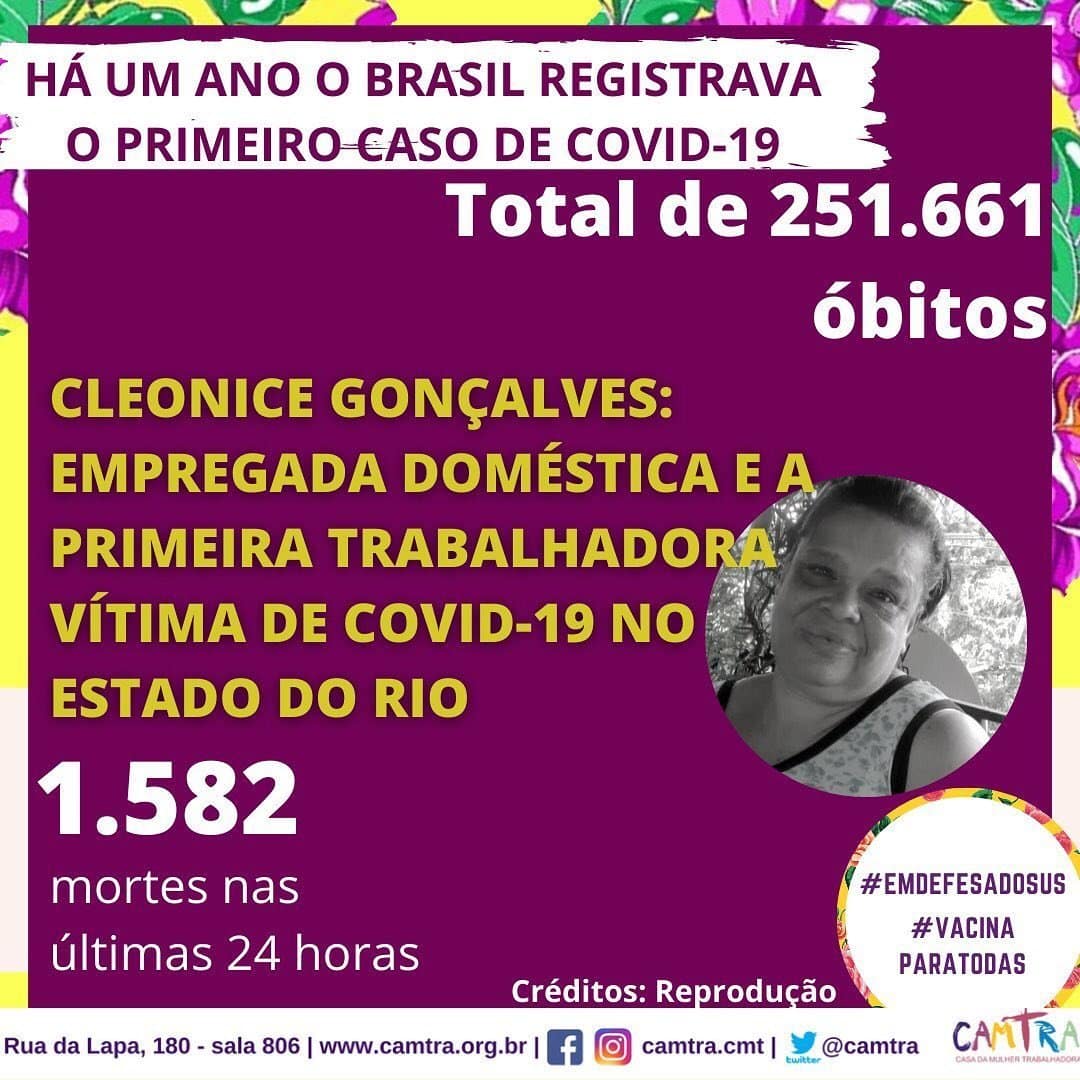Você está visualizando atualmente Relembrar para não esquecer: Primeira vítima da Covid-19 no Brasil foi uma empregada doméstica