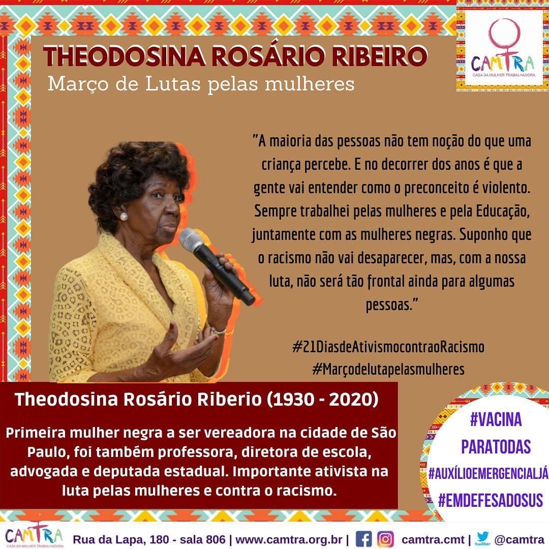 Você está visualizando atualmente Theodosina Rosário Ribeiro – Março de Lutas pelas Mulheres