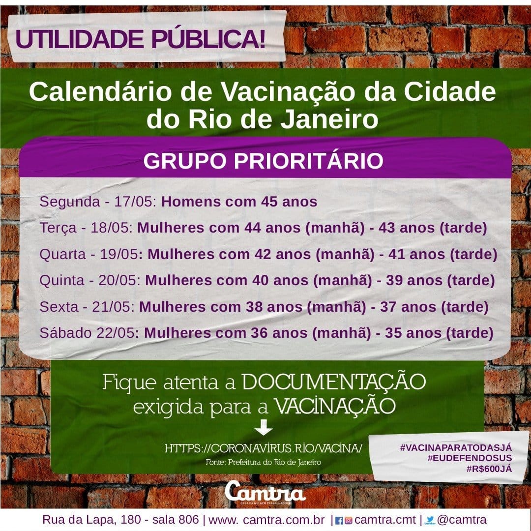 Você está visualizando atualmente Calendário de Vacinação cidade do Rio de Janeiro